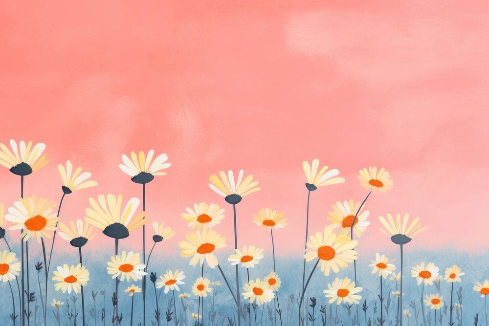 Flower daisy field outdoors painting nature. AI generated Image by rawpixel.