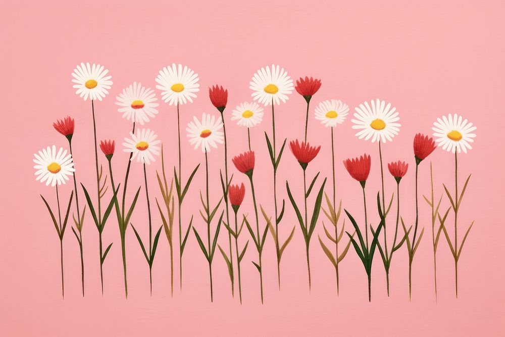 Flower daisy field petal plant art. AI generated Image by rawpixel.