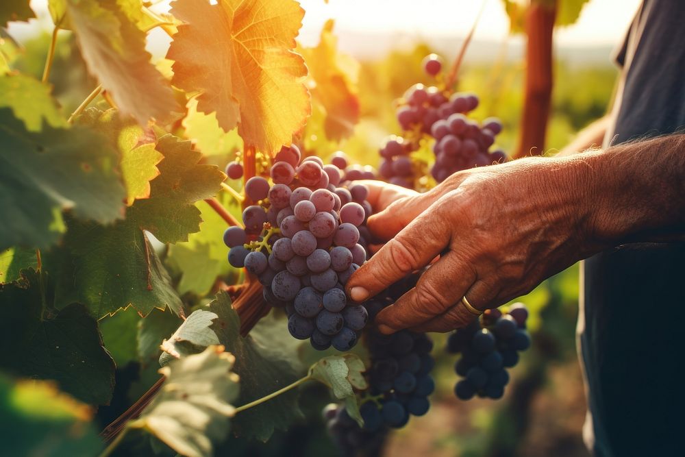 Grapes in the vineyard outdoors picking nature. AI generated Image by rawpixel.