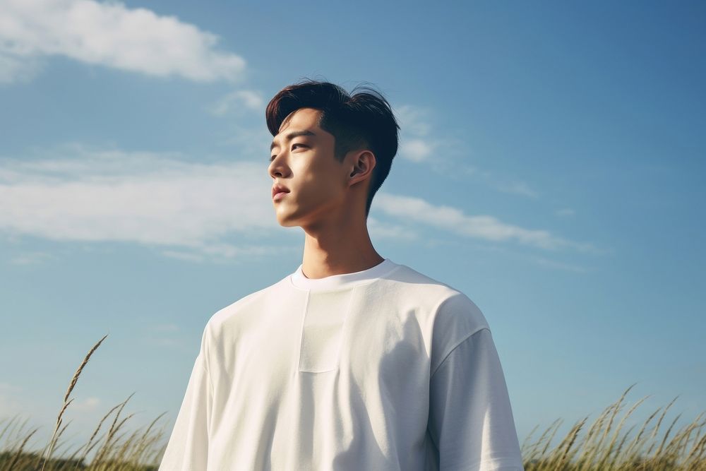 Chinese men portrait outdoors sky. AI generated Image by rawpixel.