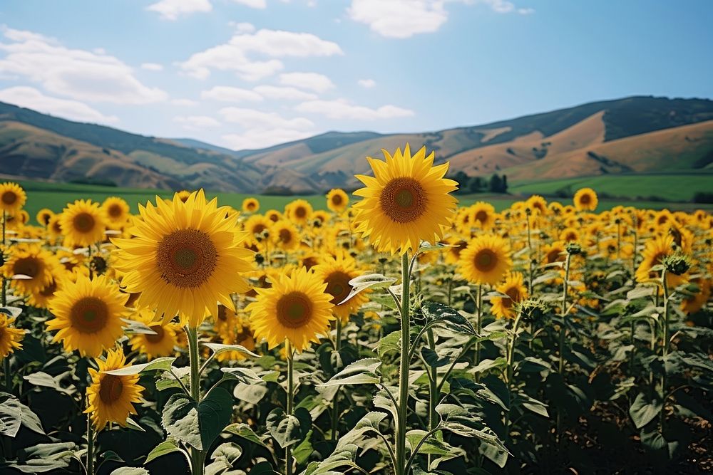 Sunflower field sunflower landscape outdoors. AI generated Image by rawpixel.