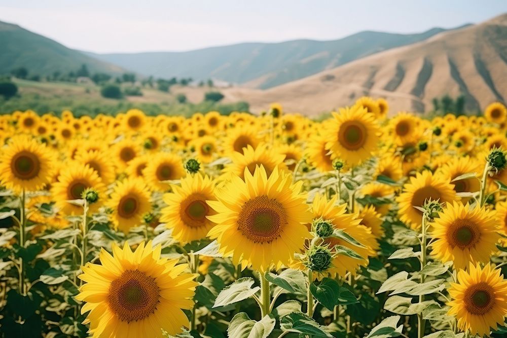 Sunflower field sunflower outdoors nature. AI generated Image by rawpixel.