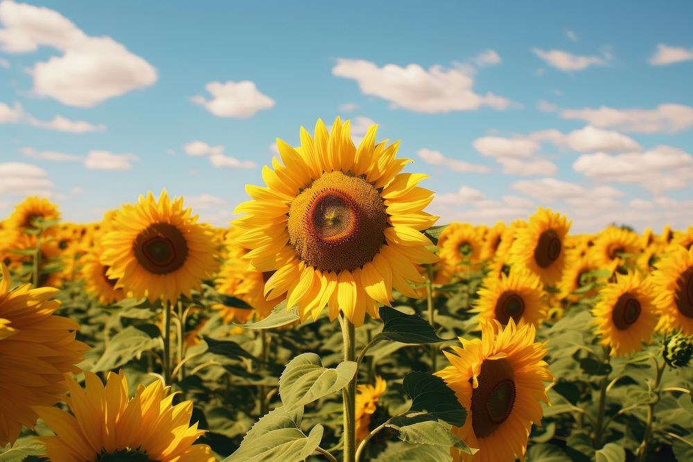 Sunflower field sunflower agriculture landscape. AI generated Image by rawpixel.