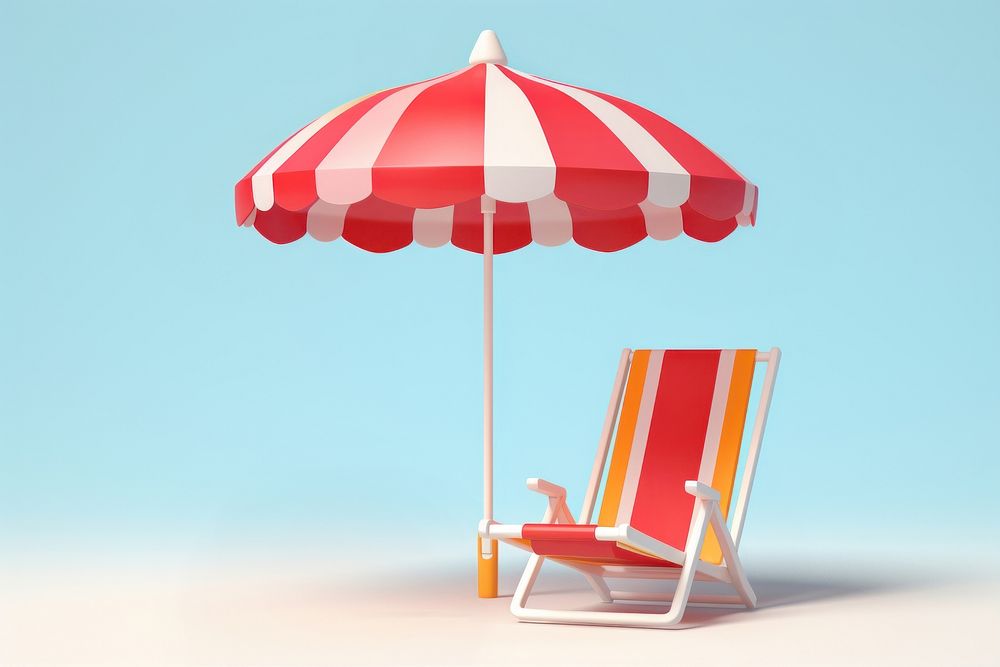 A Beach Chair and umbrella chair furniture beach. AI generated Image by rawpixel.