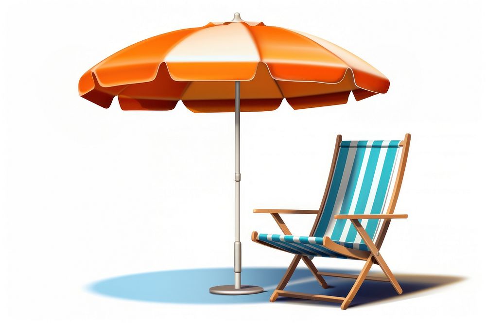 A Beach Chair and umbrella chair furniture white background. AI generated Image by rawpixel.