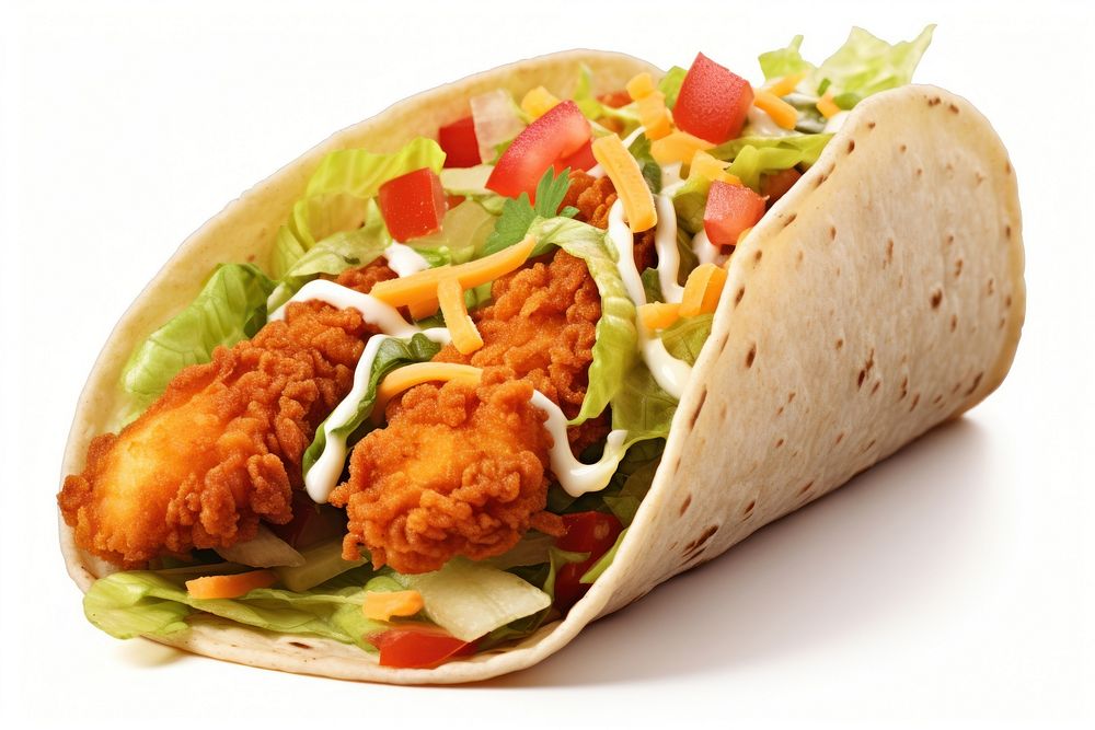 Taco mexican food white background vegetable. AI generated Image by rawpixel.