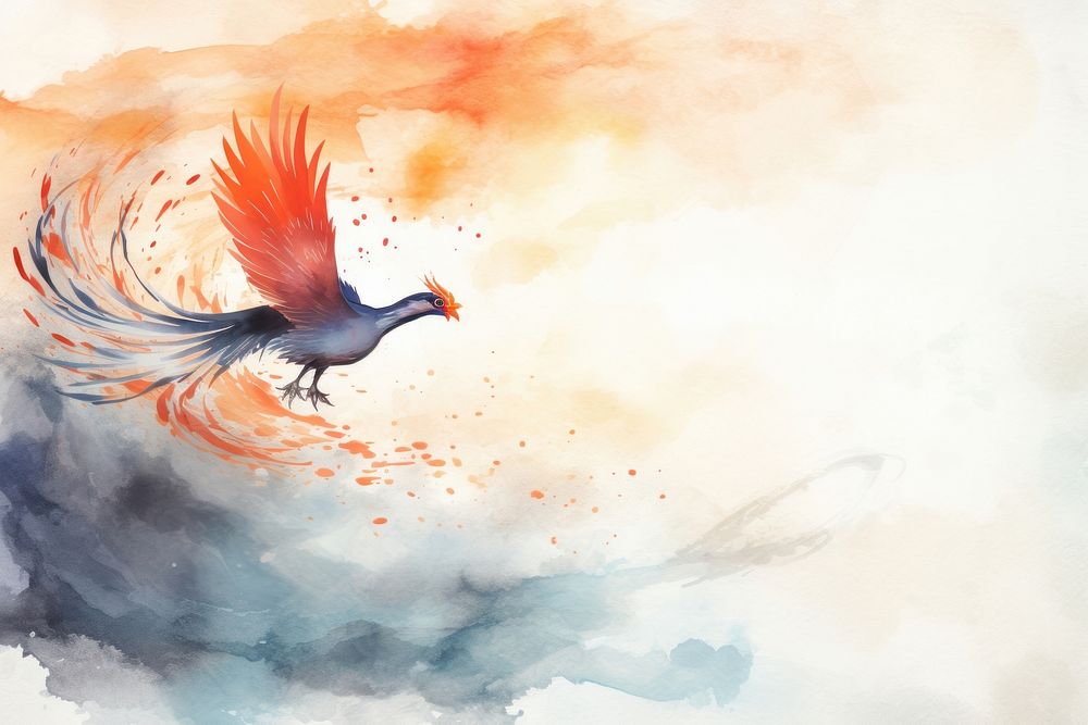 Chinese Phoenix painting animal flying. AI generated Image by rawpixel.