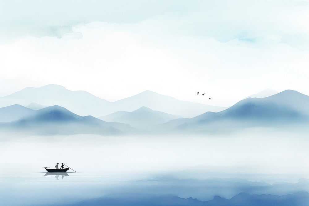 Boat landscape mountain outdoors. AI generated Image by rawpixel.