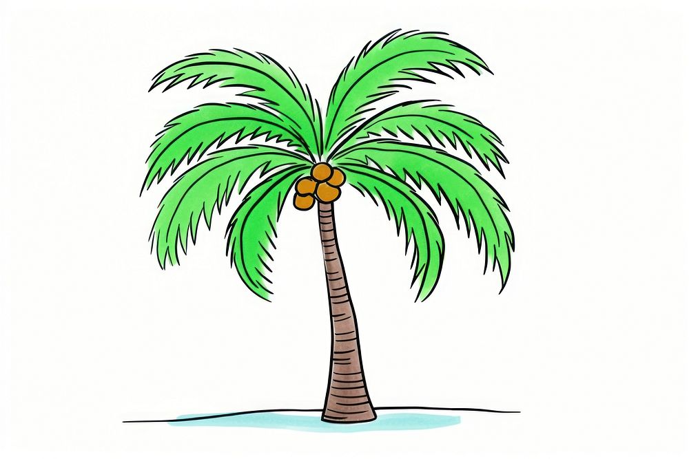 A tropical palm tree tropics drawing plant. AI generated Image by rawpixel.