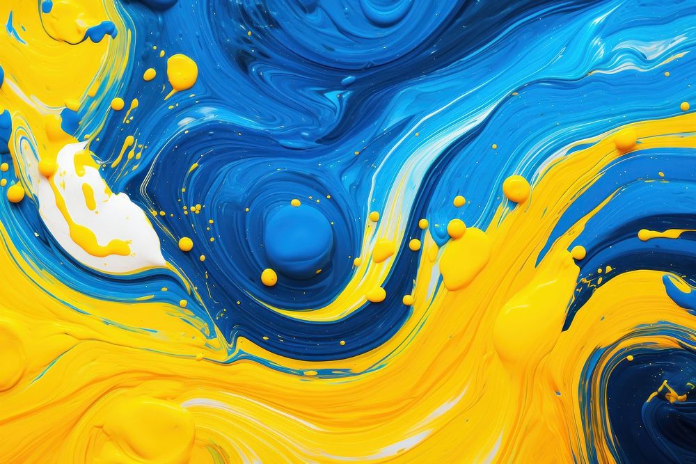 Blue and yellow swirl backgrounds painting creativity. AI generated Image by rawpixel.