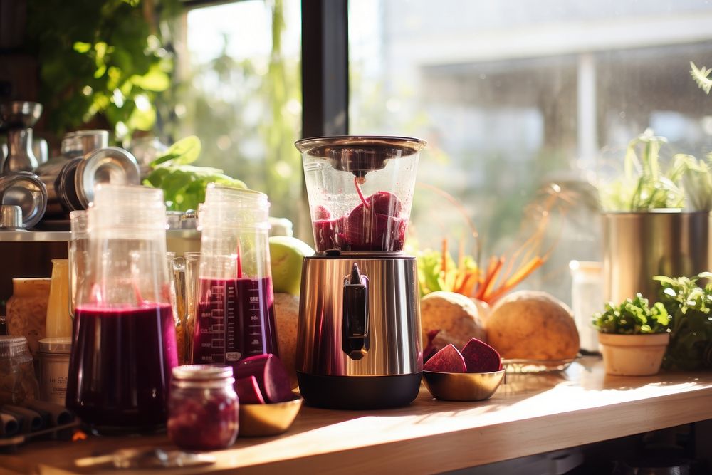 Cold press juicers kitchen refreshment container. AI generated Image by rawpixel.