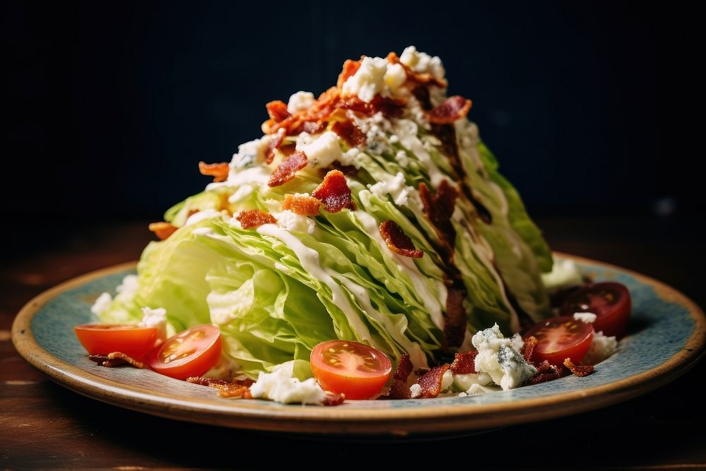 A plate of wedge salad vegetable lettuce food. AI generated Image by rawpixel.