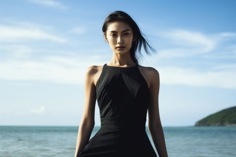 Thai woman dress sea portrait. AI generated Image by rawpixel.