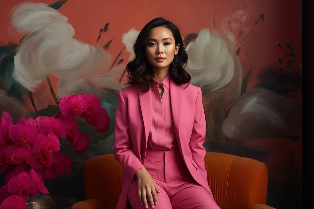 Vietnamese woman portrait flower adult. AI generated Image by rawpixel.