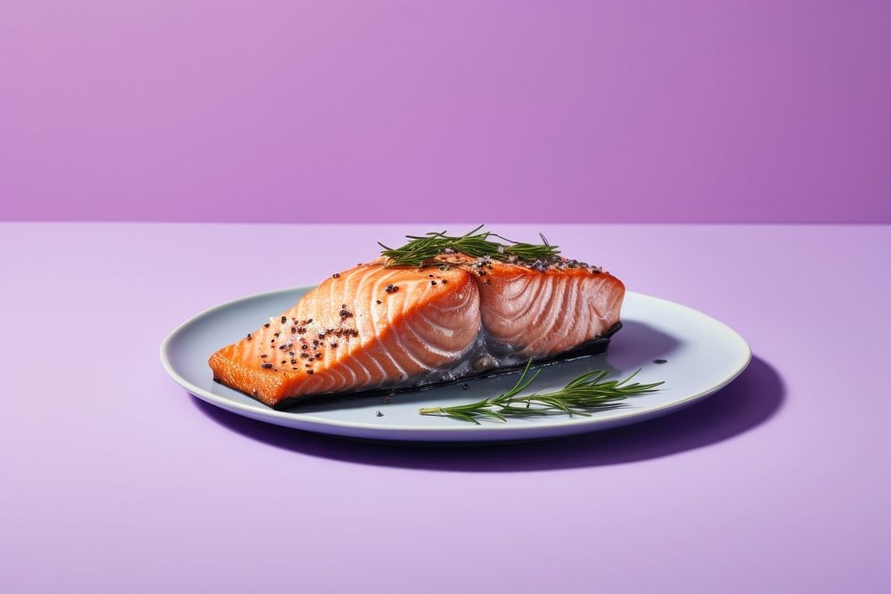 Grilled salmon plate seafood table. AI generated Image by rawpixel.