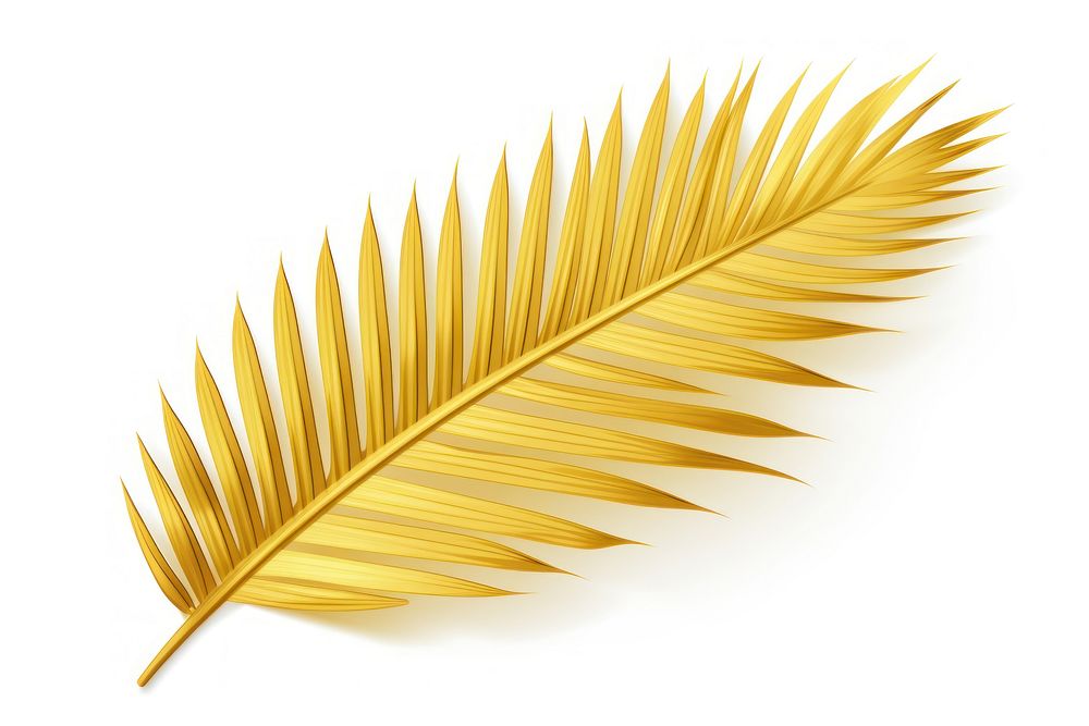 Golden tropical palm leaf nature plant white background. AI generated Image by rawpixel.