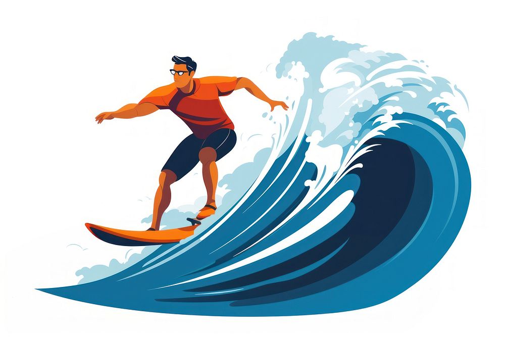 Surfing cartoon sports person. AI generated Image by rawpixel.