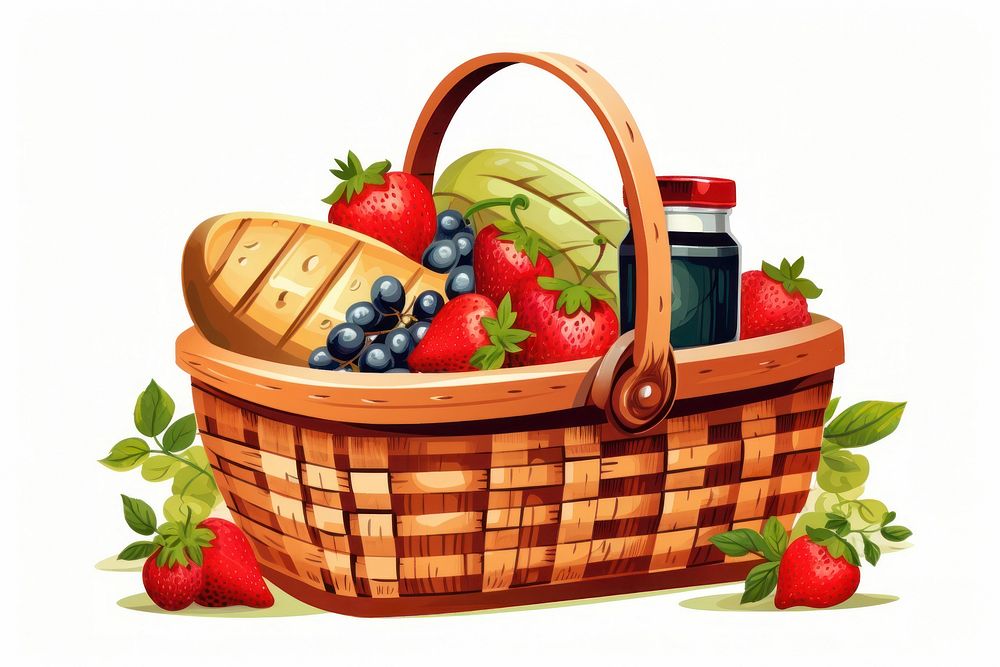 A picnic basket strawberry blueberry fruit. AI generated Image by rawpixel.