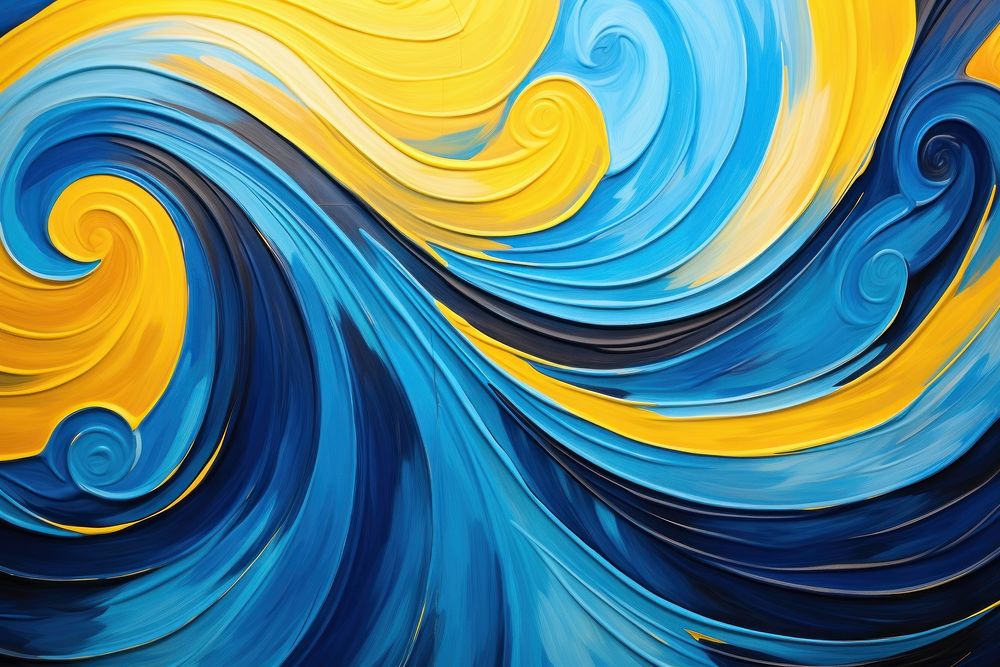 Blue and yellow swirl painting pattern art. AI generated Image by rawpixel.