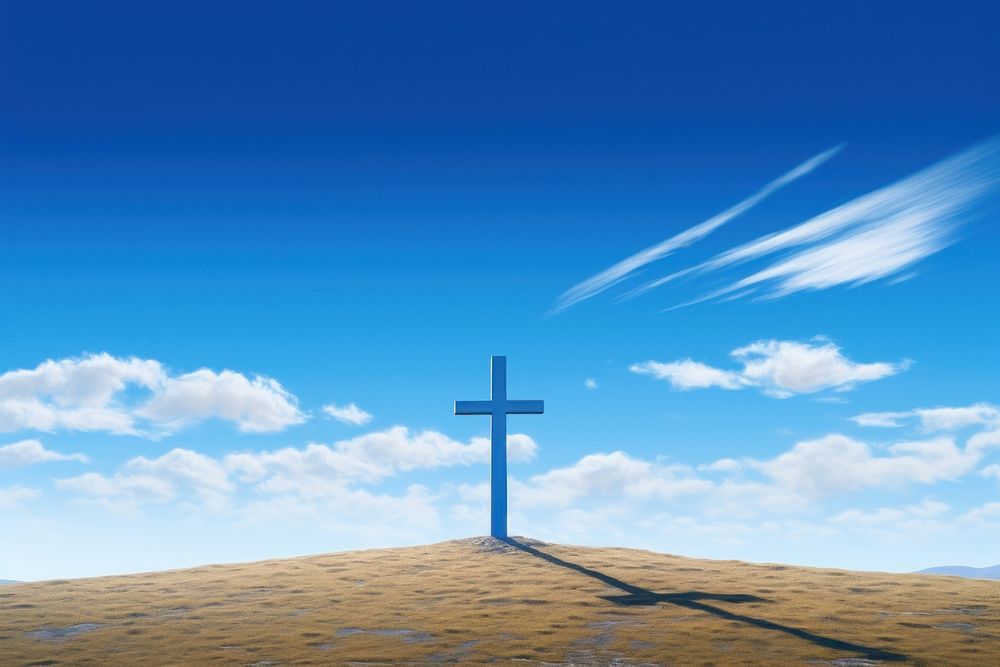 Cross on the hill sky outdoors horizon. AI generated Image by rawpixel.
