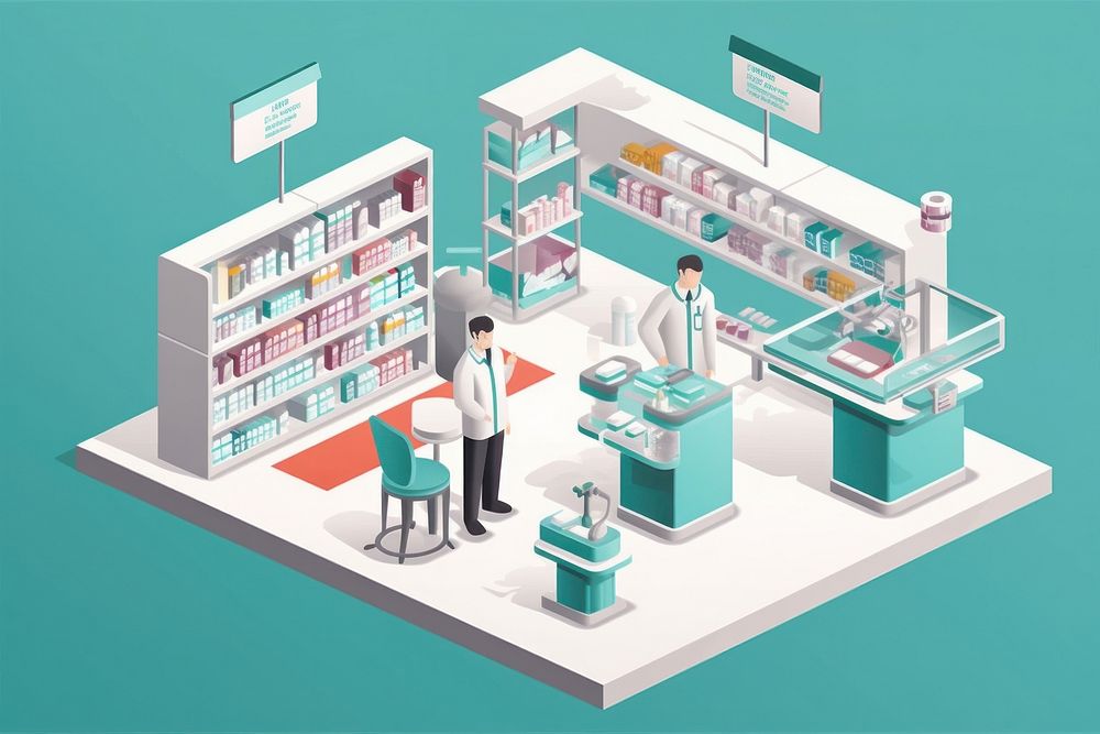 Pharmacy drug for health pharmaceutical building architecture technology. AI generated Image by rawpixel.