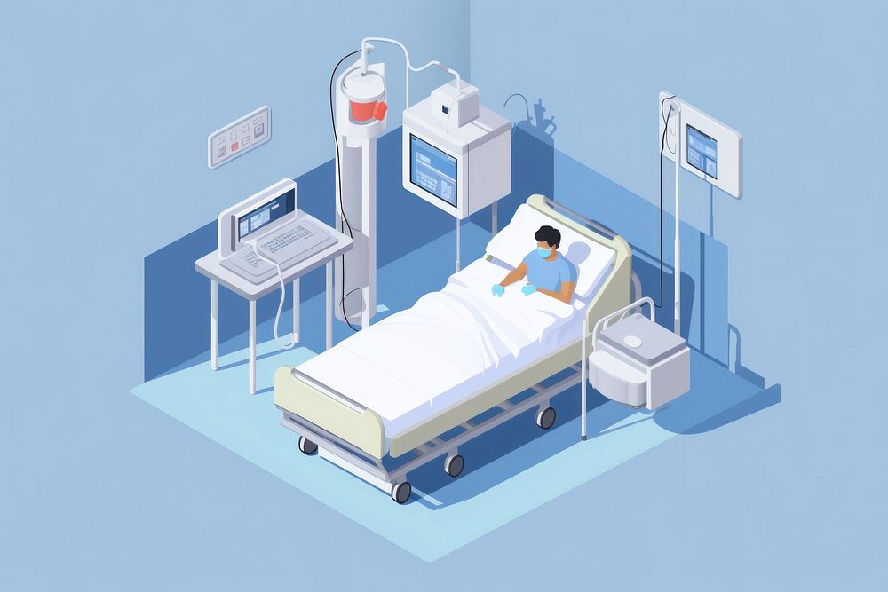 Doctor in hospital reading patient EMRs furniture clinic doctor. AI generated Image by rawpixel.