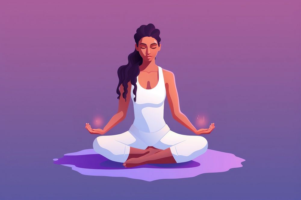 Woman in yoga for health sports adult cross-legged. AI generated Image by rawpixel.