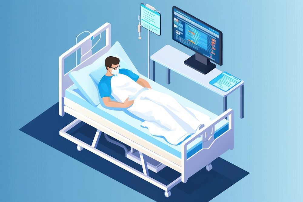 Doctor in hospital reading patient EMRs furniture doctor adult. AI generated Image by rawpixel.