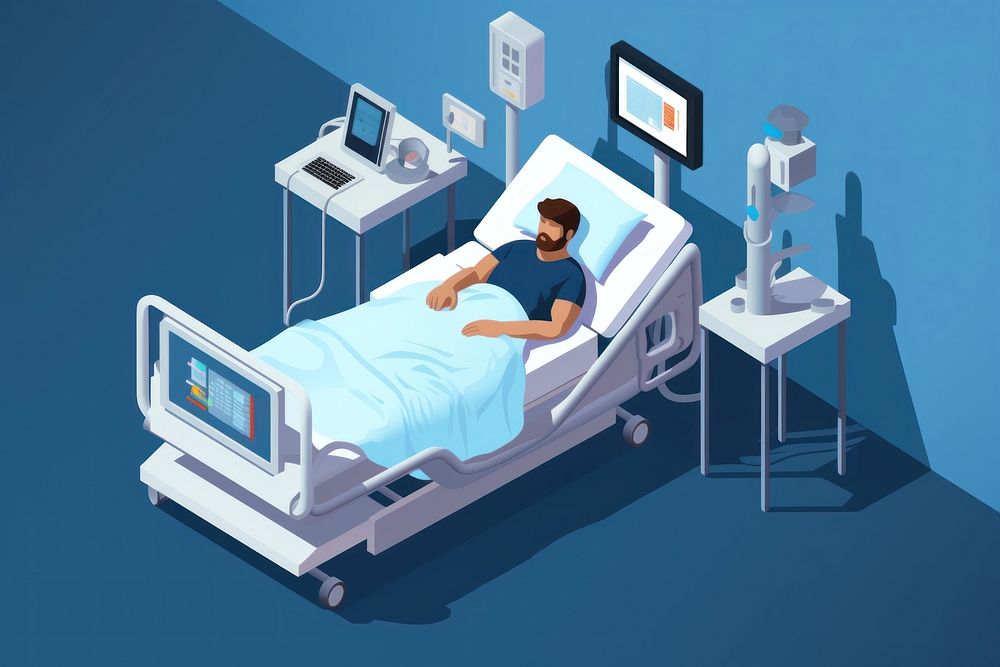 Doctor in hospital reading patient EMRs furniture clinic adult. AI generated Image by rawpixel.