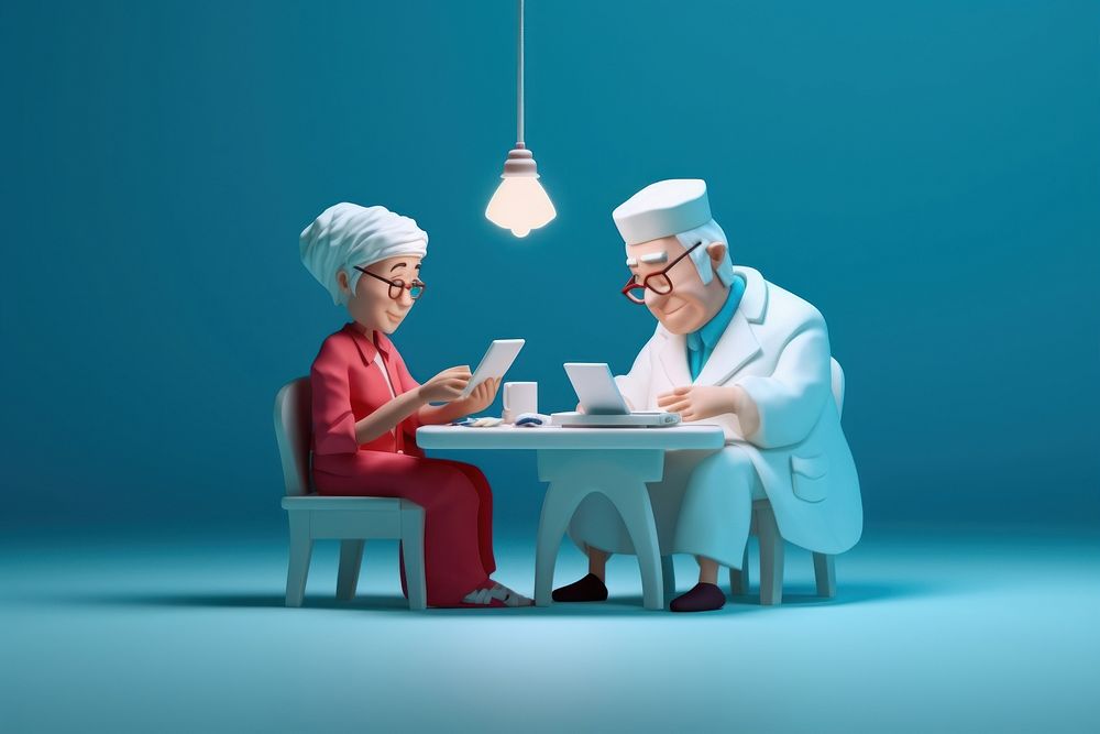 Old woman with nurse furniture table chair. AI generated Image by rawpixel.