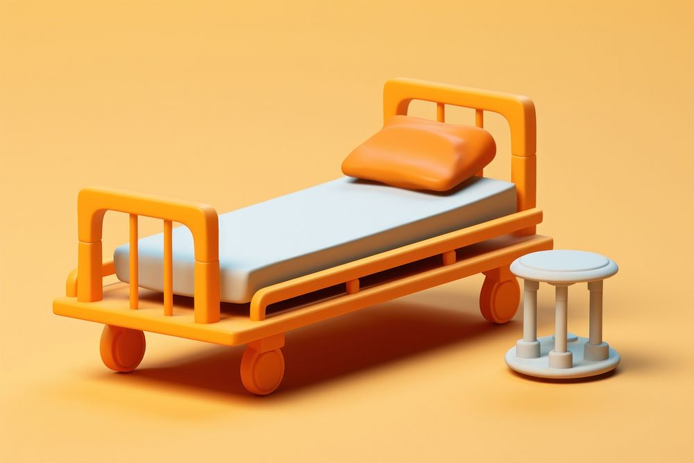 Patient bed 3D furniture architecture relaxation. AI generated Image by rawpixel.