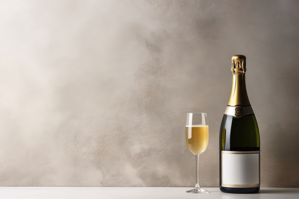 Champagne champagne bottle glass. AI generated Image by rawpixel.