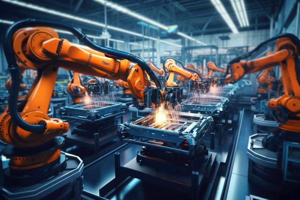 Artificial intelligence manufacturing factory industry. AI generated Image by rawpixel.