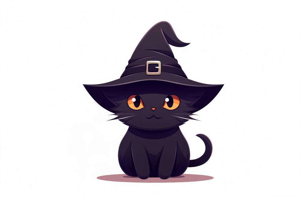 A cute black cat wearing a witch hat halloween animal mammal. AI generated Image by rawpixel.