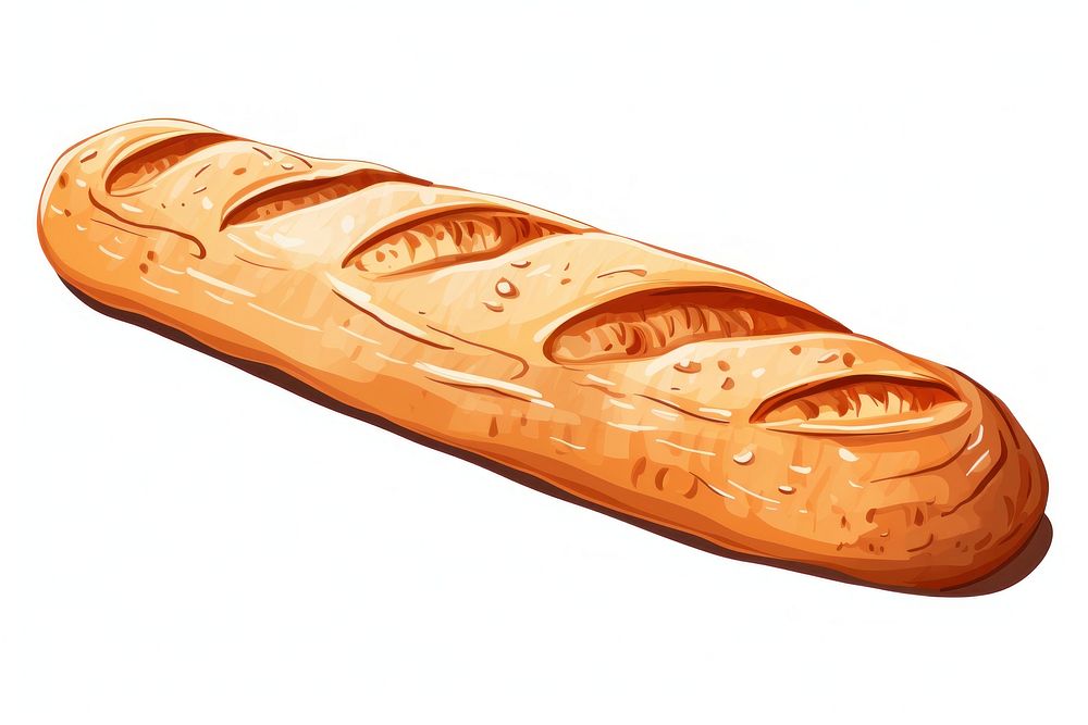 A Freshly baked baguette bread food white background. AI generated Image by rawpixel.