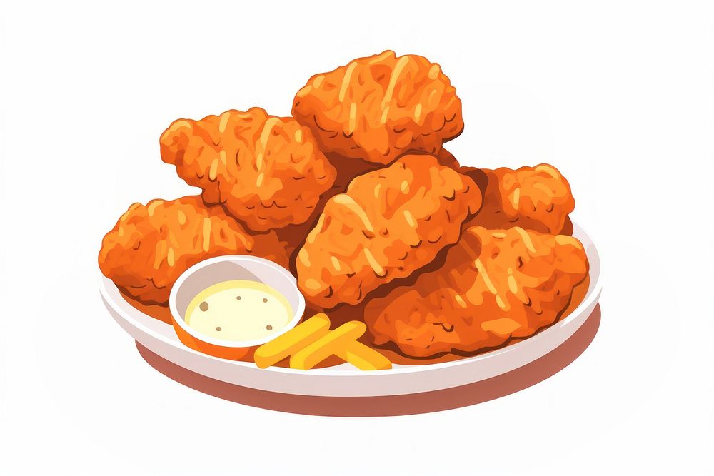 A fried popcorn chicken food freshness cartoon. AI generated Image by rawpixel.