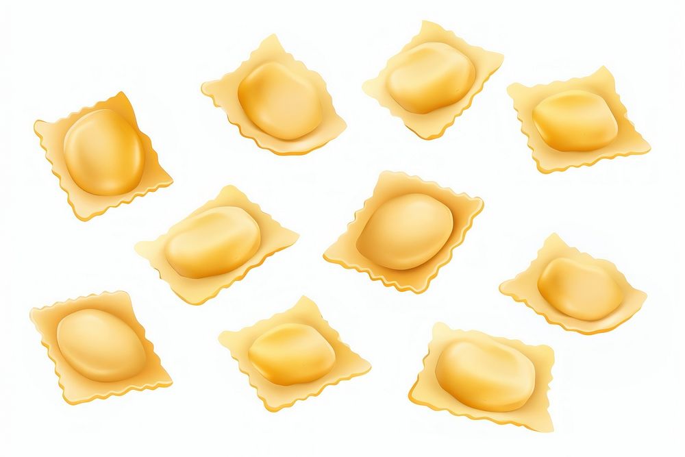 Ravioli pasta pieces falling ravioli food white background. AI generated Image by rawpixel.