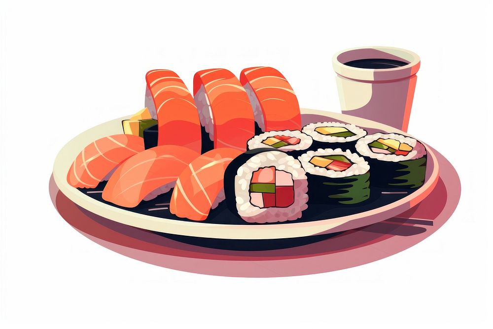 Sushi on plate food rice meal. AI generated Image by rawpixel.