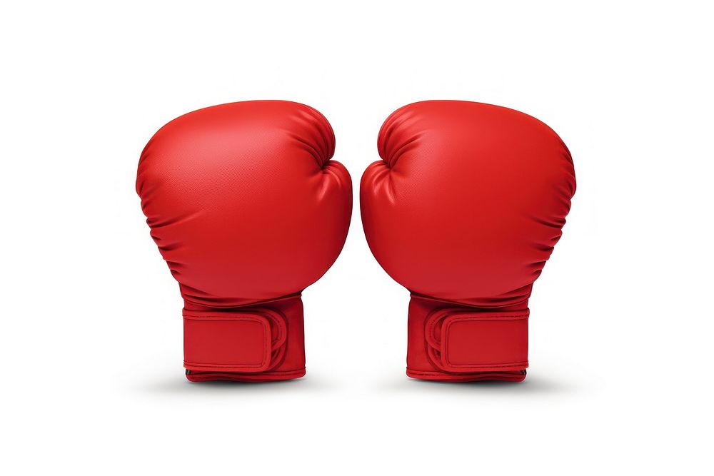 A Pair of red leather boxing gloves white background kickboxing aggression. AI generated Image by rawpixel.