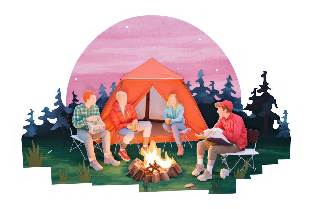 Camping Group camping outdoors bonfire. AI generated Image by rawpixel.