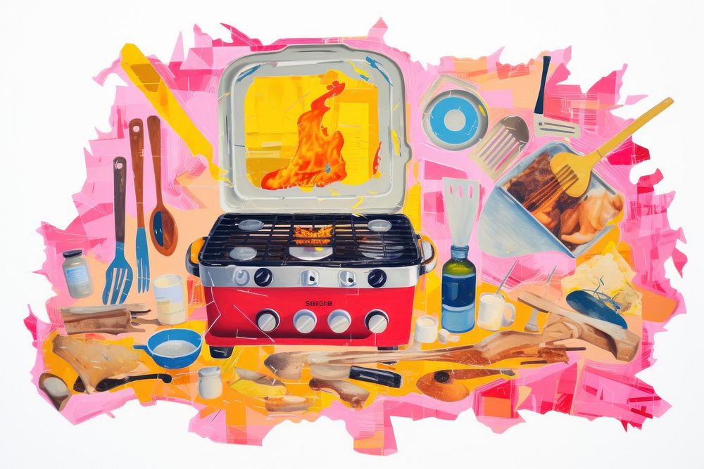 Stove camping painting tool white background. AI generated Image by rawpixel.