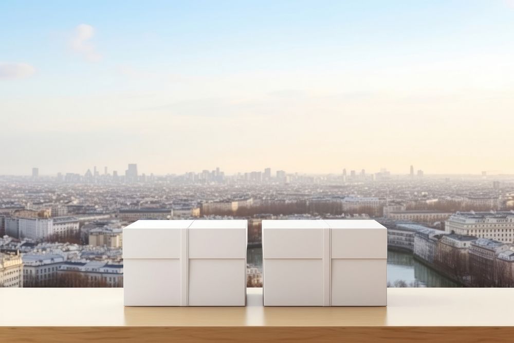 Gift box city architecture cityscape. AI generated Image by rawpixel.