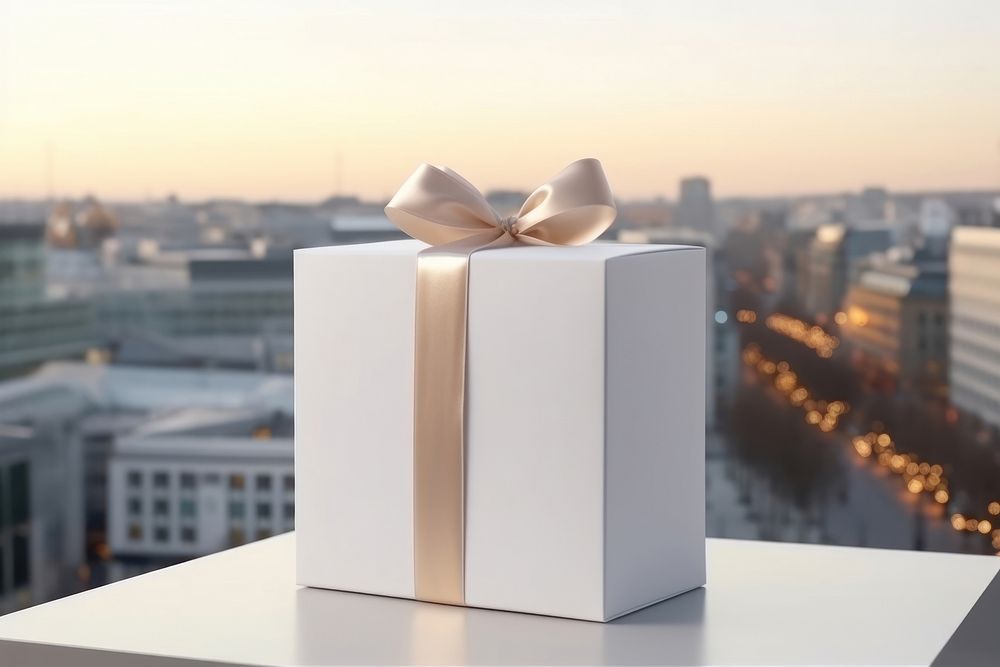 Gift box city architecture celebration. AI generated Image by rawpixel.
