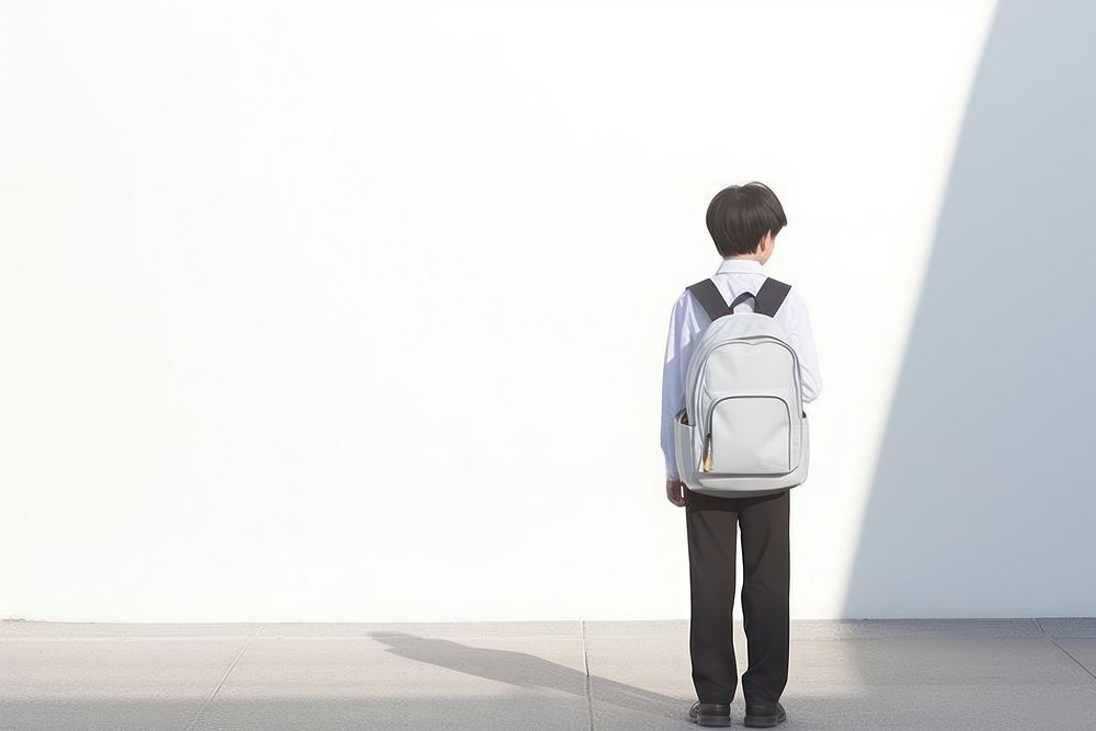 Kid with School bag backpack standing walking. AI generated Image by rawpixel.
