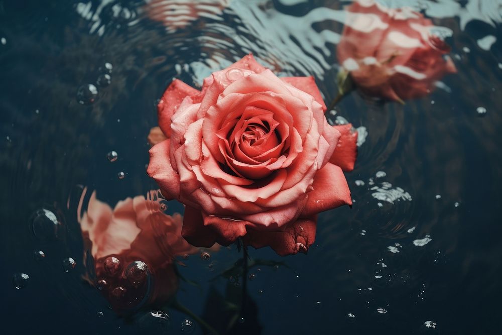 Rose underwater outdoors flower. AI generated Image by rawpixel.
