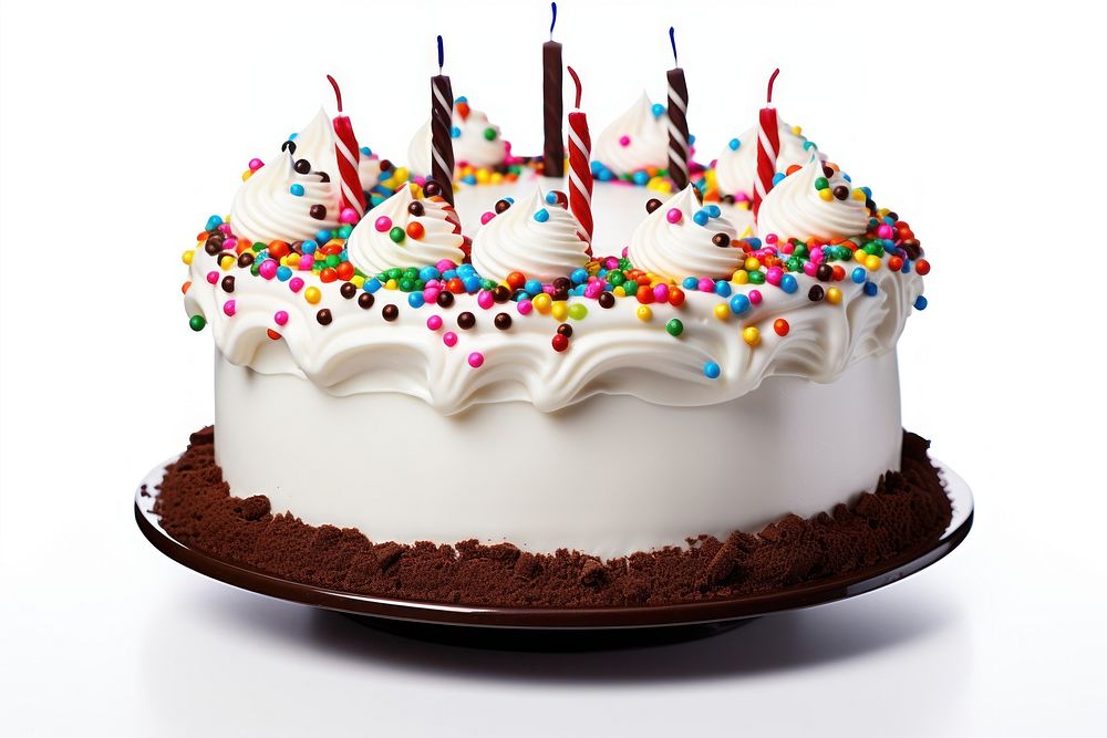 A birthday cake with decorations dessert icing food. AI generated Image by rawpixel.