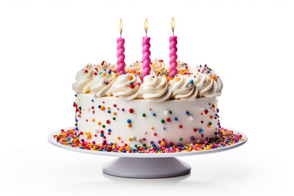 A birthday cake with decorations sprinkles dessert icing. AI generated Image by rawpixel.