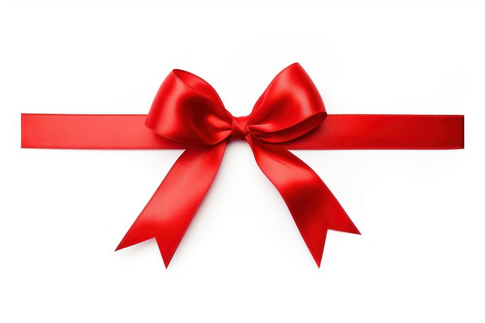 A long red ribbon and bow gift white background celebration. AI generated Image by rawpixel.