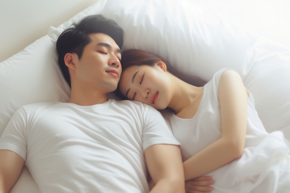 A sleeping couple bedroom adult togetherness. AI generated Image by rawpixel.