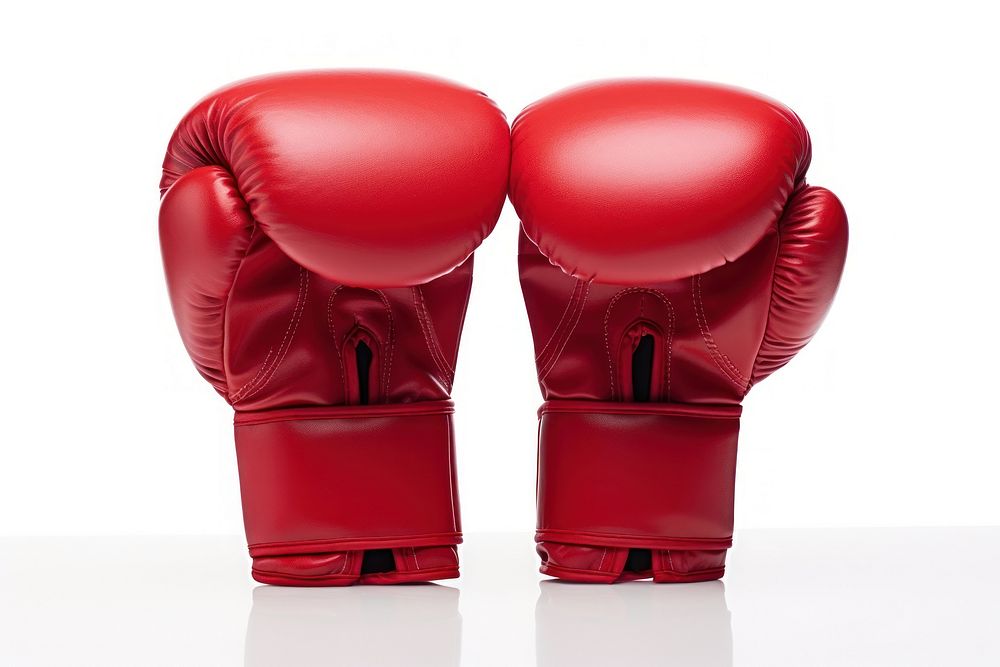 A Pair of red leather boxing gloves sports white background kickboxing. AI generated Image by rawpixel.